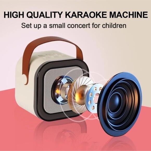 Mini Karaoke Machine for Kids 3+ Years Bluetooth Speaker with 2 Mics Pink Gifts - Picture 4 of 11